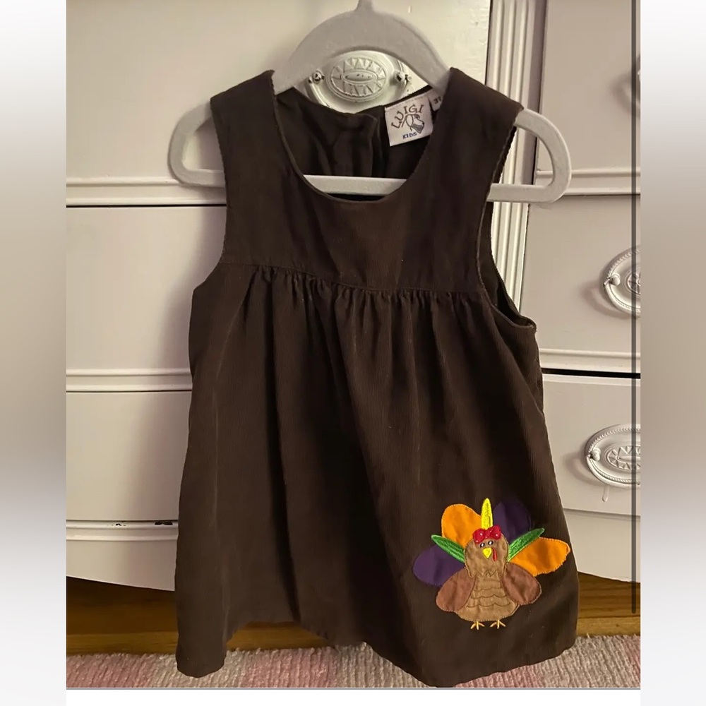 Luigi EUC 3T Appliqué Turkey Corduroy Dress $24